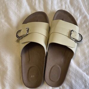 H&M Beige Buckle Slide Sandals